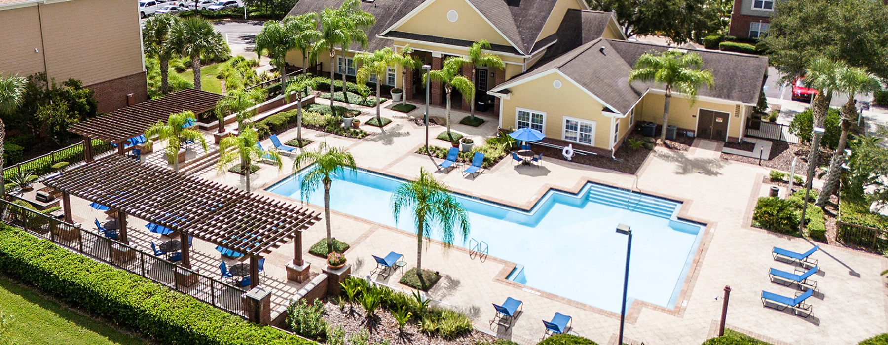 Ariel view of pool space